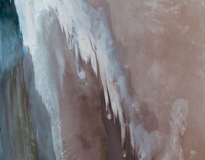 Abstract ice formations with brown background