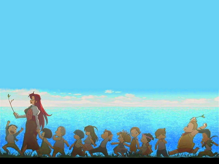 Yoko Littner and children from Tengen Toppa Gurren Lagann
