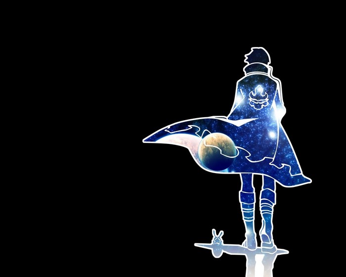 Simon from Tengen Toppa Gurren Lagann with a galaxy cape