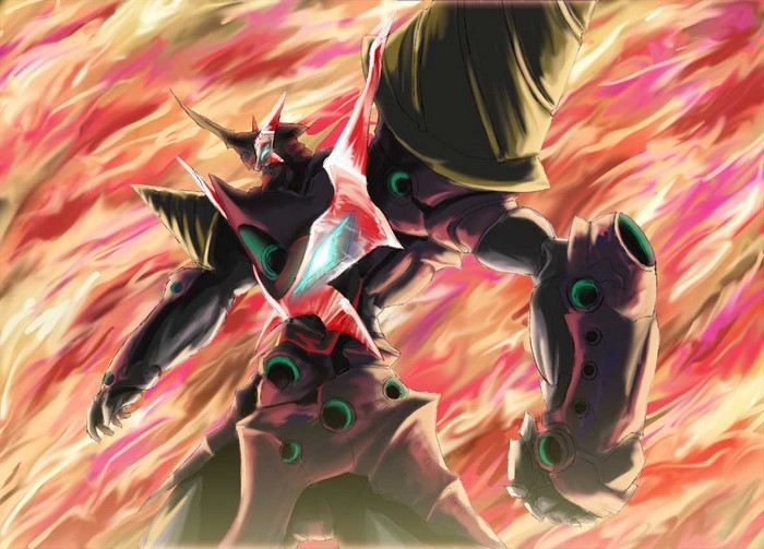Gurren Lagann Mecha in Fiery Background