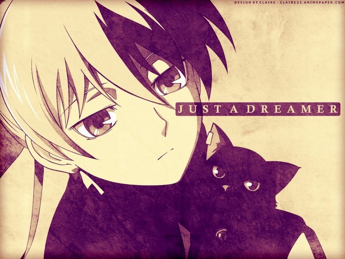 Yin from Darker than Black with a cat