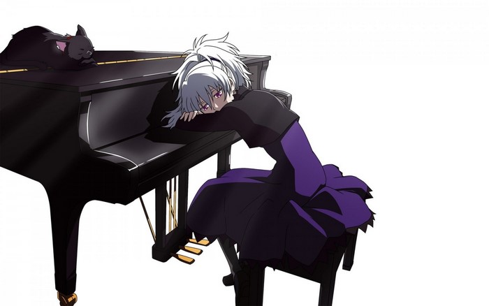 Yin and Mao from Darker than Black by a piano