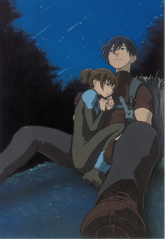 Hei and Yin from Darker than Black under the stars