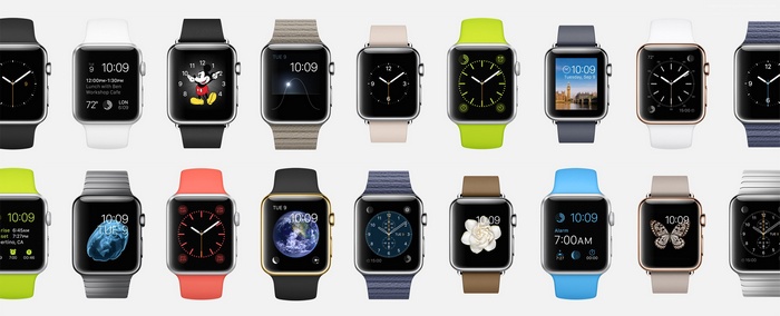 Collection of Apple Watches with various watch faces