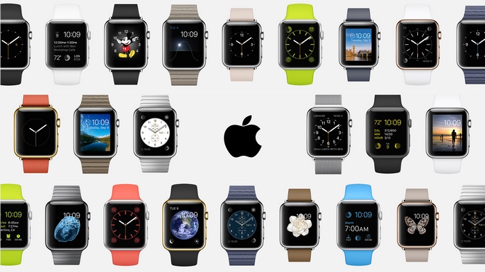 Collection of Apple Watches with various watch faces