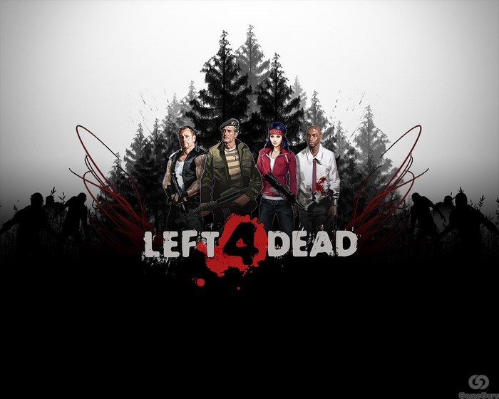 Left 4 Dead video game characters and zombies