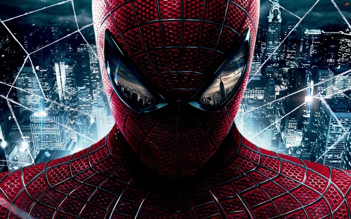 Spider-Man in front of a city skyline