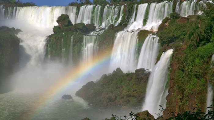 Iguazu Falls with a rainbow