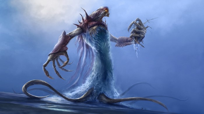 Fantasy art of a water leviathan creature