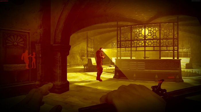 Dishonored gameplay screenshot with a monster