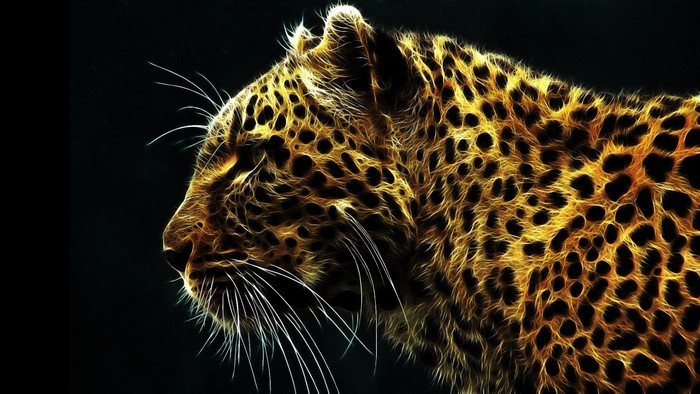 Digital art render of a leopard's head