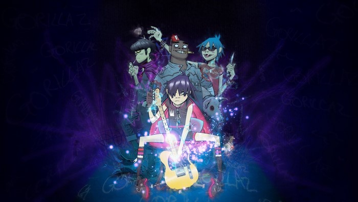 Gorillaz band members performing on stage