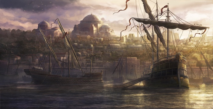Total War: Attila screenshot of ships in a harbor