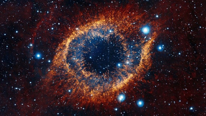The Helix Nebula in space with stars