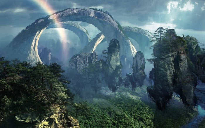 Avatar Inspired Floating Mountains with Rainbow