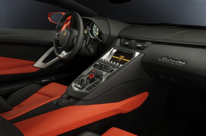 Lamborghini Aventador Interior with Orange Seats