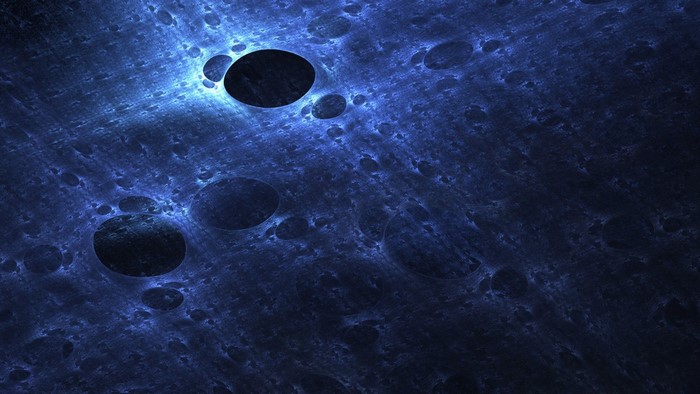 Abstract blue fractal pattern with circular voids