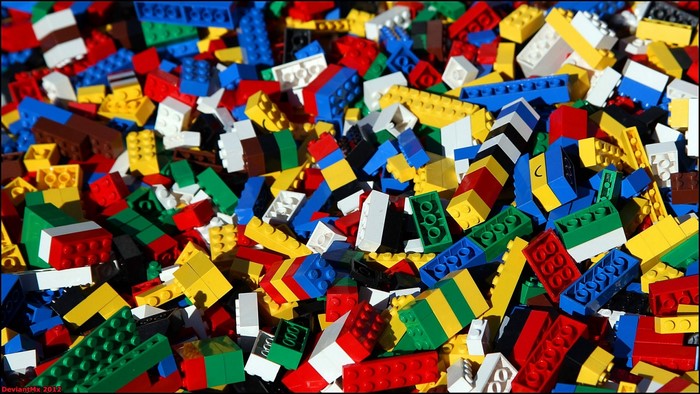 Pile of colorful LEGO bricks