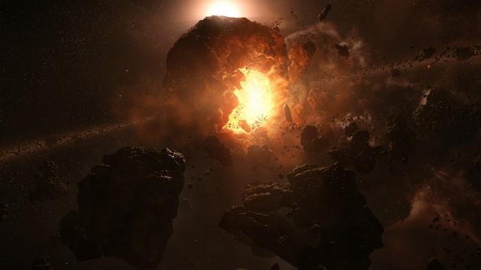 Star Citizen: Asteroid explosion in space