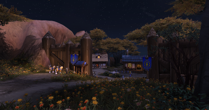 World of Warcraft: Warlords of Draenor village at night