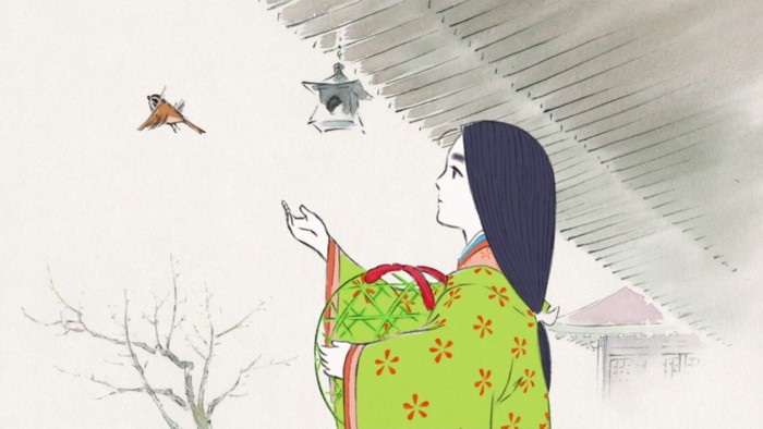 Princess Kaguya and a bird from The Tale of Princess Kaguya