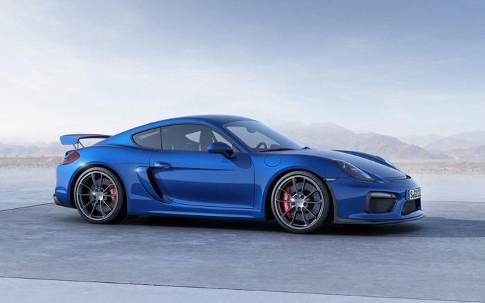 Blue Porsche Cayman GT4 sports car