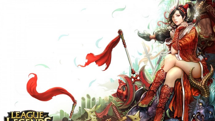 Akali from League of Legends with weapons
