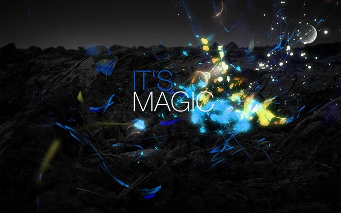 It's Magic text with abstract light effects
