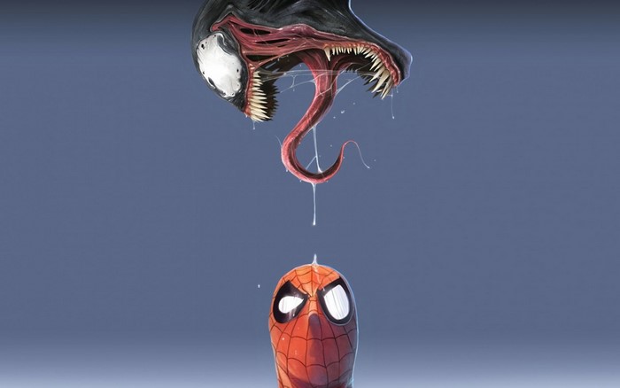 Spider-Man and Venom Face-off Illustration