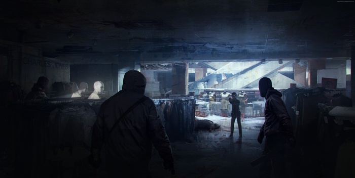 Survivors in a destroyed department store, The Last of Us