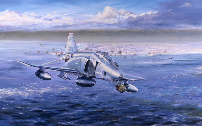 Aircraft Carrier Art Phantom 2 Fighter Jet F 4 Flight Mcdonnell