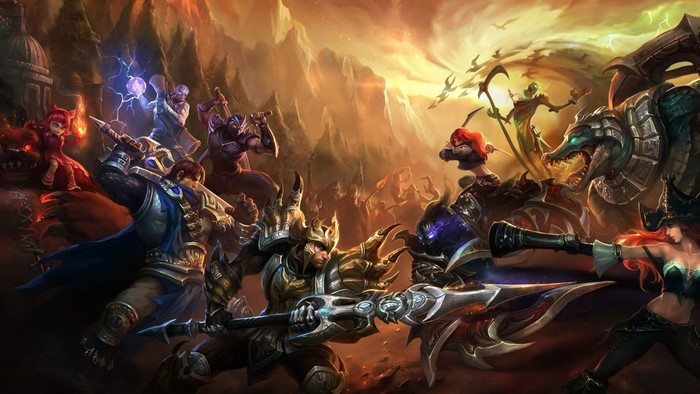 League of Legends characters in battle