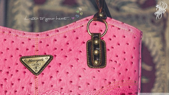 Pink Ostrich Leather Handbag with New York Design Tag