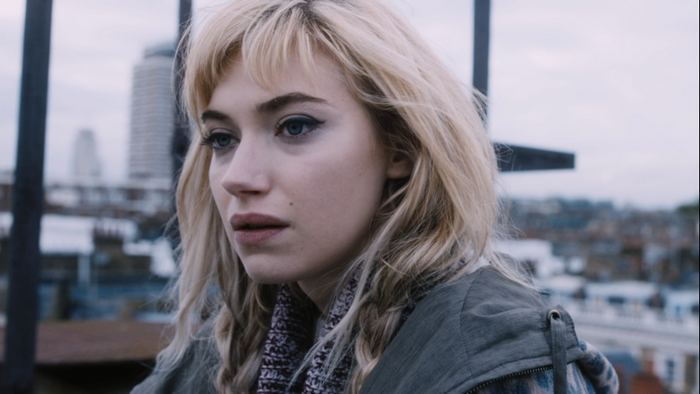 Imogen Poots portrait on a rooftop