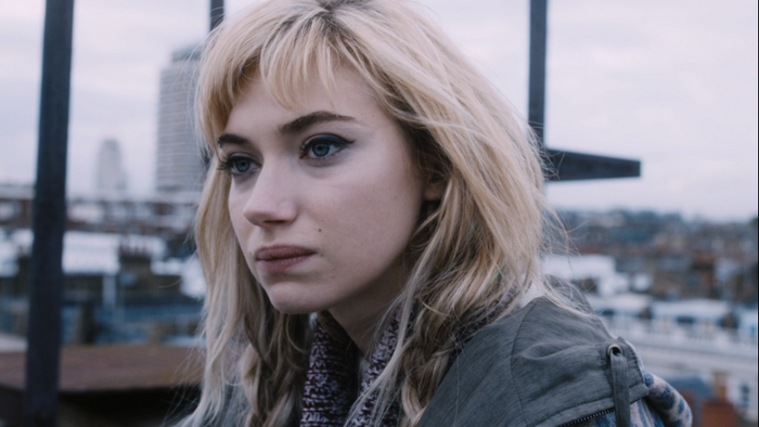 Imogen Poots portrait on rooftop