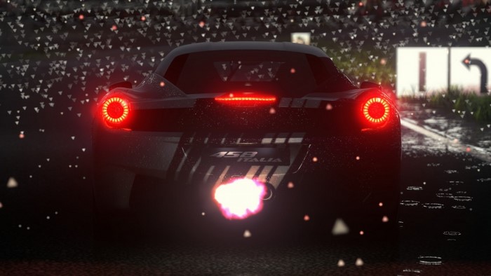 Ferrari 458 Italia with exhaust flames