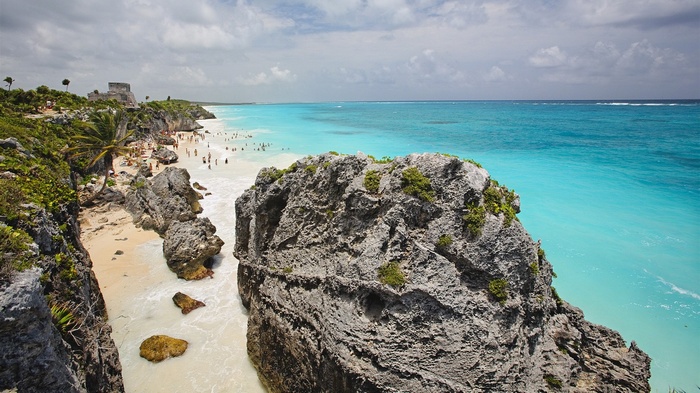 Tulum Ruins Beach with Turquoise Water