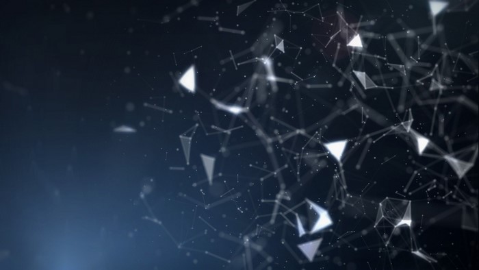 Abstract network of lines and triangles in space