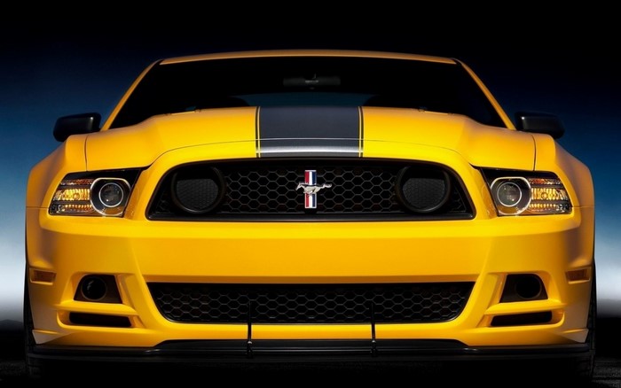 Yellow Ford Mustang with Black Stripes