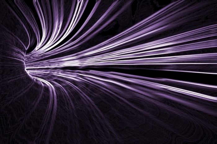 Abstract purple light tunnel with fractal patterns