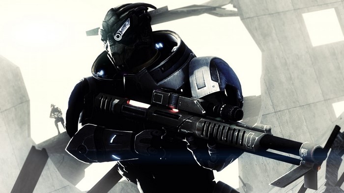 Soldier with rifle from Mass Effect