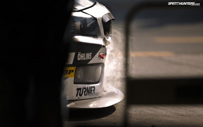 Turner Motorsport BMW race car with steam