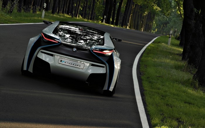 BMW Vision Concept Car Driving on a Forest Road