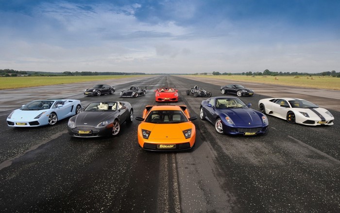Collection of Supercars on a Racetrack
