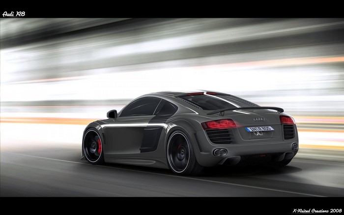 Audi R8 sports car driving through a tunnel