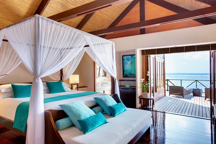 Maldives Water Villa Bedroom with Ocean View