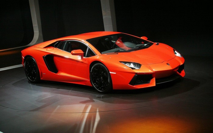 Orange Lamborghini Aventador sports car