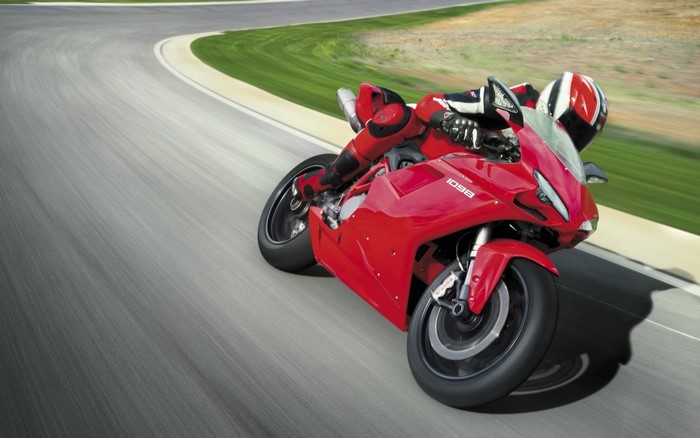 Red Ducati 1098 Motorcycle on a Race Track