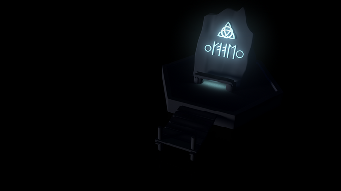 Glowing Rune Stone on a Pedestal with Stairs