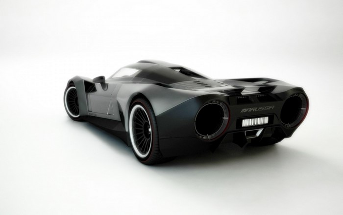 Marussia B2 supercar from a rear angle